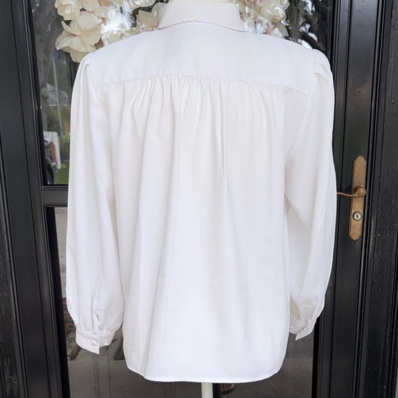 Vintage Christie & Jill Petite Elegant White Long Sleeve Blouse - Picture 5 of 10